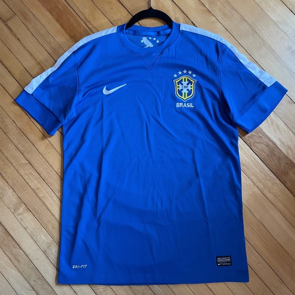 Nike Brasil CBF Away Jersey FIFA 2013 Authentic Dri-Fit Blue 5 Champion … - Picture 1 of 11